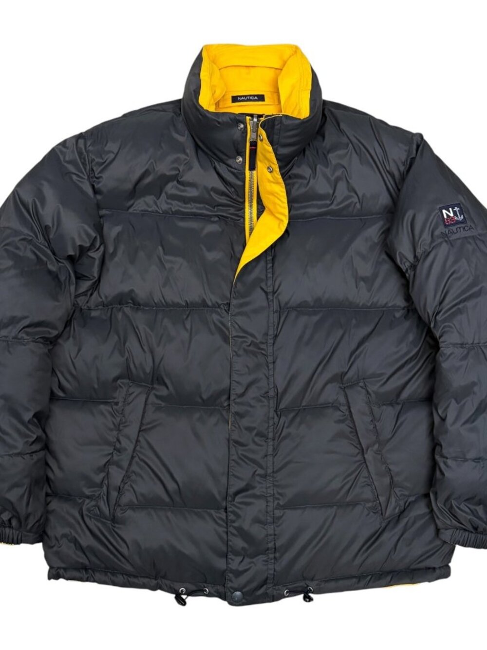 NAUTICA REVERSIBLE PUFFER Coat Vintage Y2K Yellow Winter Parka Jacket Mens 2XL